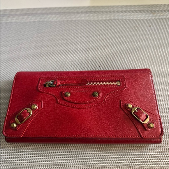 Balenciaga Red Agneau Classic Wallet with Brass Hardware - Picture 8 of 8